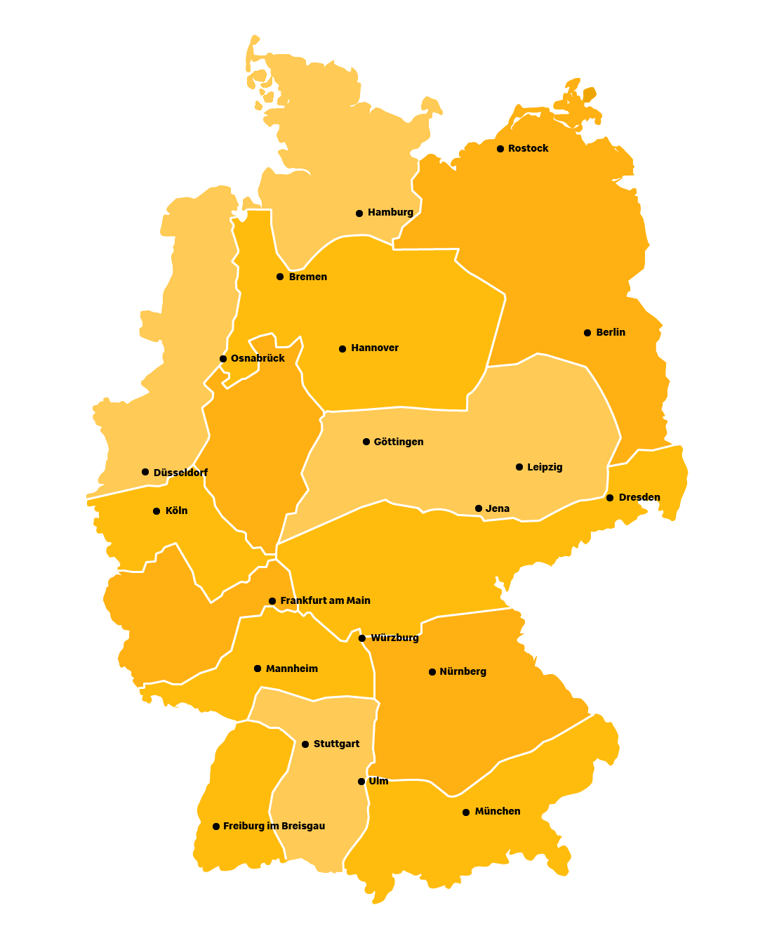Deutschlandkarte mit regionalen Ansprechpartnern